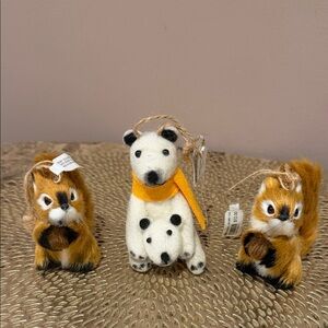 Indigo Baby Squirrel and Polar Bear & Baby Ornaments, Set/3